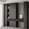 Modern Entryway Cabinet With Side Cabinet Textured Wall And Decorative Items 3d model