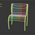 Pink Modern Metal Wireframe Chair With Grid Design And Sleek Frame 3d model
