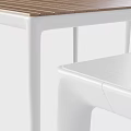 Modern Outdoor Tables With Wooden And White Tabletops And Metal Frames