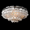 Modern White Shell Shaped Chandelier with Circular Frame and Hanging Decorative Discs 3d model