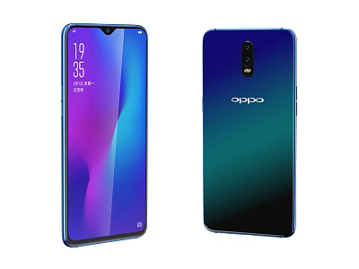 OPPO Mobile Phone Front Screen Display Time And Back Gradient Color Design 3d model