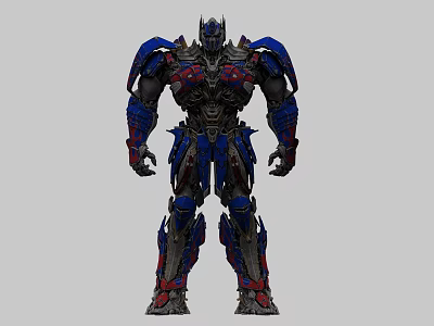 Detailed Futuristic Robot Character With Red Blue Armor And Mechanical Creature Design 3d model