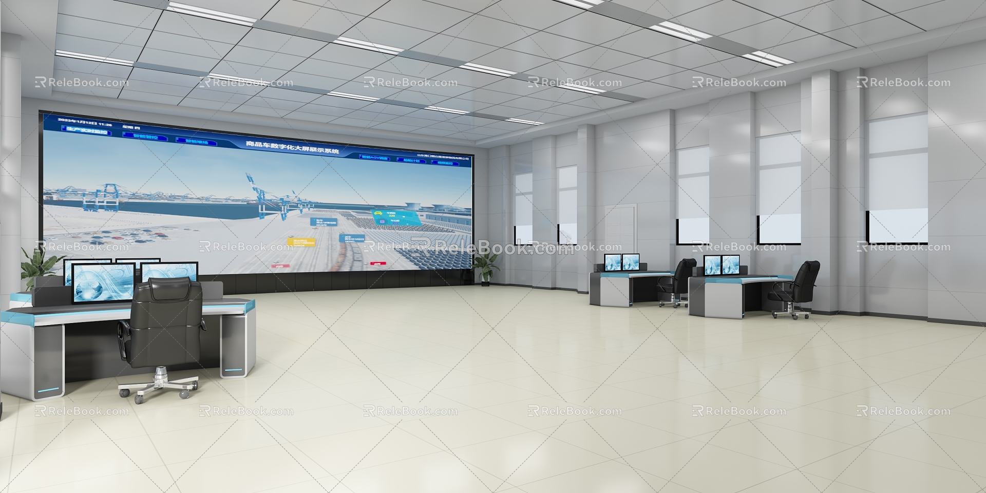 Monitoring room of dispatching center 3d model