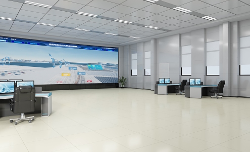 Monitoring room of dispatching center 3d model