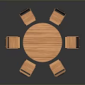 Modern Round Wooden Dining Table Set With Six Chairs And Metal Legs
