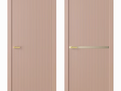 Pink Swing Doors With Vertical Lines And Golden Handles 3d model