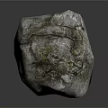Natural Rough Textured Stone With Moss Covered Surface On Dark Background And Subtle Reflection