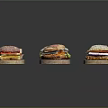 Various Types Of Delicious Sandwiches Arranged On Wooden Trays With Fresh Ingredients