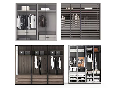 Modern Wardrobe Designs With Open Storage Hanging Rails And Drawer Compartments 3d model