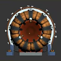 Industrial Electric Motor Stator With Copper Coils Metal Frame And Blue Base