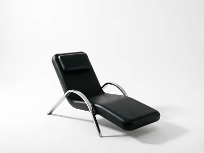 Modern Black Leather Lounge Chair With Sleek Metal Frame And Curved Armrests 3d model