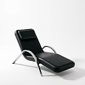 Modern Black Leather Lounge Chair With Sleek Metal Frame And Curved Armrests