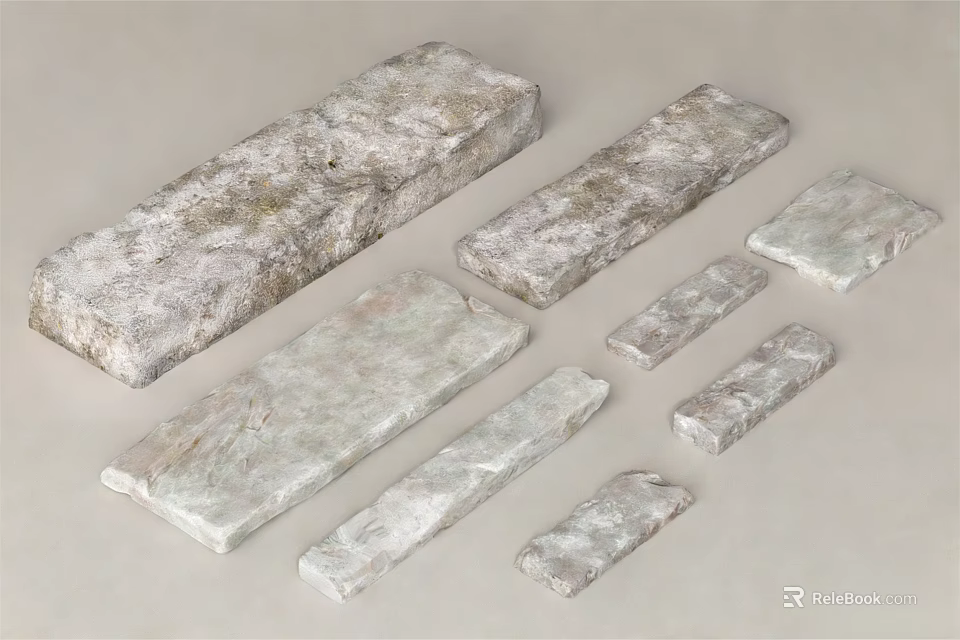 Natural Stone Garden Stepping Stones With Various Sizes And Textured Surfaces 3d model 