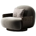 Modern Beige Single Sofa With Soft Fabric Dark Armrests And Geometric Pattern Pillow