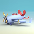 Colorful Toy Passenger Plane With Blue Body Red Tail Yellow Propellers And Purple Wheels