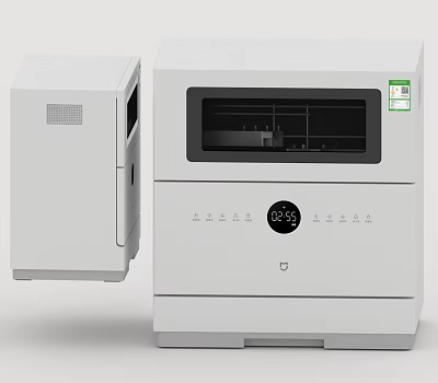 Modern White Kitchen Appliance With Digital Display And Control Panel 3d model