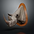 Modern Rhinoceros Head Ornamental Sculpture with Wooden Frame for Home Wall Decor