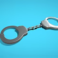 Shiny Silver Metal Handcuffs With Chain On Blue Background 3d model