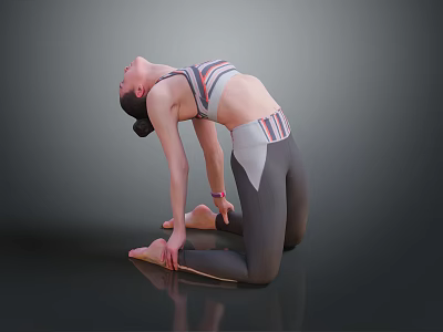 Comfortable Stretchy Sports Bra And Leggings Activewear For Yoga With Striped Design And Soft Fabric 3d model