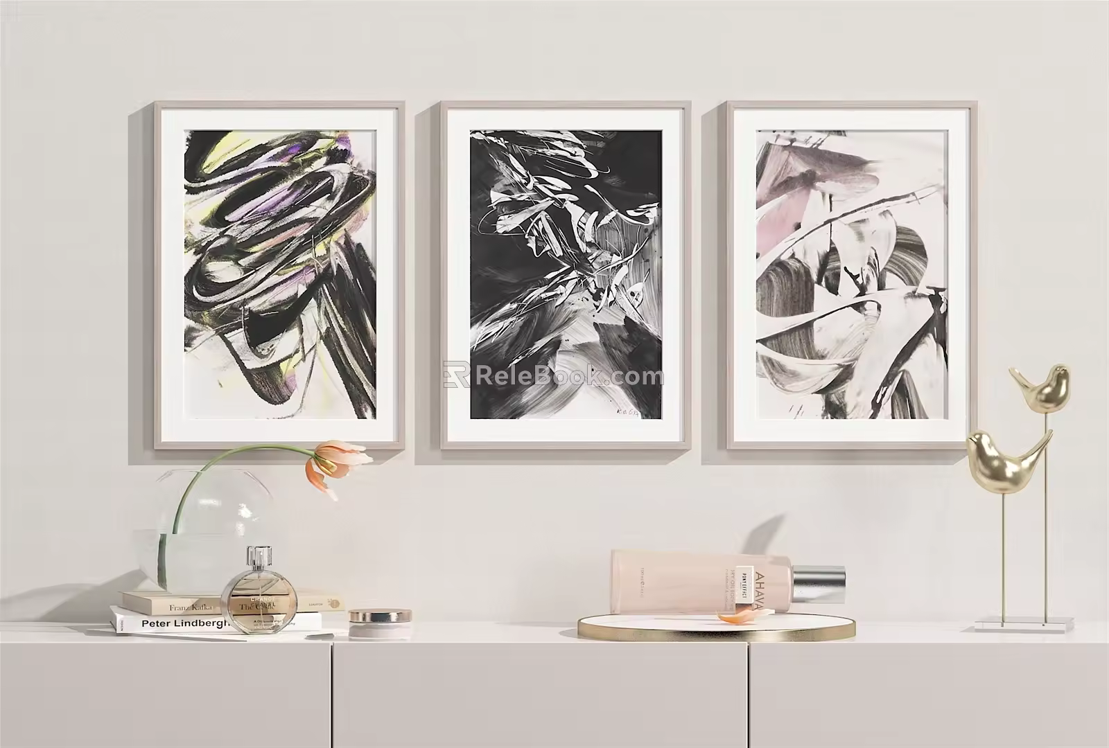 Modern Abstract Painting Abstract Hanging Painting Combination Ornaments 3d model