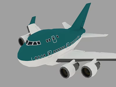 Teal White Passenger Airplane With Four Engines Exterior Design 3d model