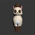 Cute 3D Animal Character With White Brown Fur And Pink Ears Standing Pose