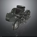 Vintage Green Motorcycle with Sidecar Classic Design Leather Seat and Headlight
