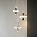 Modern Minimalist Pendant Lights With Black Metal Frames And White Shades Hanging In Interior Space