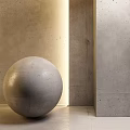 Concrete Sphere Architectural Component In Textured Concrete Wall Interior With Warm Lighting 3d model