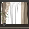 Modern curtain fabric curtain gauze curtain pleated curtain solid color fabric curtain color matching 3d model