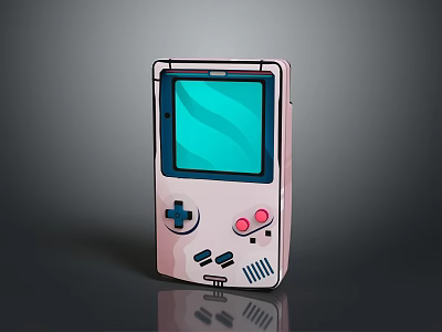 Pink Portable Game Console with Colorful Screen and Control Buttons Classic Entertainment Device Design 3d model