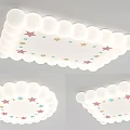 Modern Decorative White Cloud Shaped Ceiling Light With Multicolored Stars 3d model