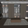 Modern Walk-in Closet Interior Design With Wooden Cabinets Glass Doors And Clothing Racks