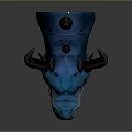 Blue Dragon Head Character Design With Horns Red Eyes And Sharp Teeth 3d model