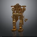 Golden Mechanical Robot Character With Humanoid Form And Intricate Metallic Structure