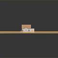 Miniature House Model on Wooden Deck with Brown Roof White Walls Balcony Garage Door