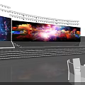 Contemporary Stage Design With Large Colorful Cloud Screens And Lighting Reflections