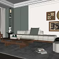 Modern Living Dining Room Interior Design With Sofa Coffee Table Decorative Paintings And Plant