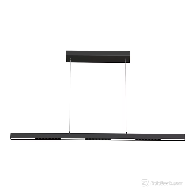 Modern Slim Linear Pendant Light With Black Frame And Hanging Cords Design 3d model