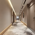 Modern Elevator Corridor With Warm Lighting And Textured Floor 3d model