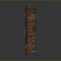 Antique Wooden Wardrobe Design With Double Doors And Ornate Carvings And Gold Handles