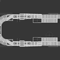 Industrial Baggage Handling Equipment With Curved Conveyor Modules And Blue Bins