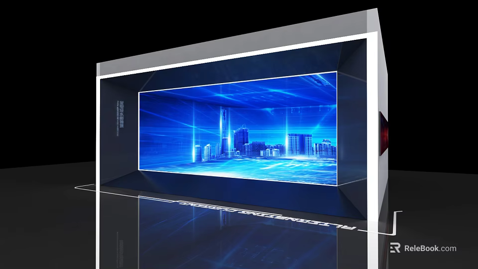 Commercial Display Equipment With Large Screen Blue Cityscape And Modern Design 3d model 