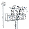 Outdoor Lights High Pole Structure With Multiple Lamp Heads Metal Frame For Large Area Illumination
