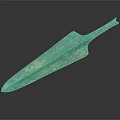 Ancient Bronze Spear Historical Weapon With Rustic Patina And Antique Design