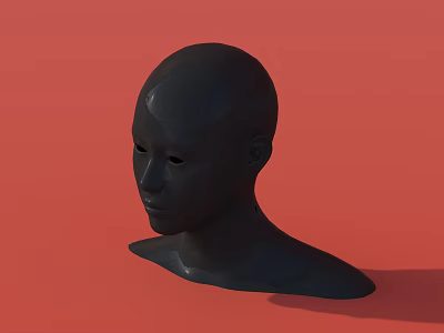 Black Mannequin Head in Minimalist Studio Shot with Red Background 3d model