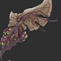 Organic Biomechanical Weapon With Glowing Green Spots And Bone Like Structure