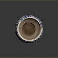 Ceramic Sculpture Vessel Featuring Carved Floral Patterns And Blue White Design