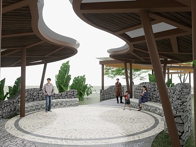 Creative landscape gallery pavilion 3d model