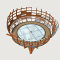 Circular Wooden Platform With Glass Skylight And Surrounding Railings Structure